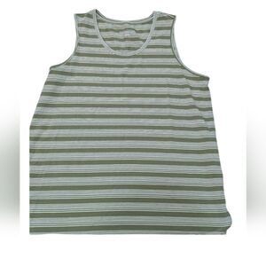 Soft Surroundings Womens Olive Green White Stripe Tank Top Tee Cotton Sz XL *EUC